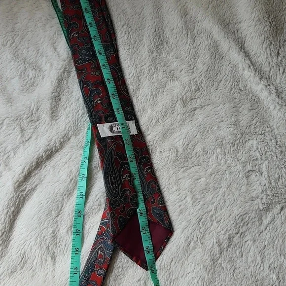 Vintage Red & Blue Paisley Print Tie - Picture 7 of 7